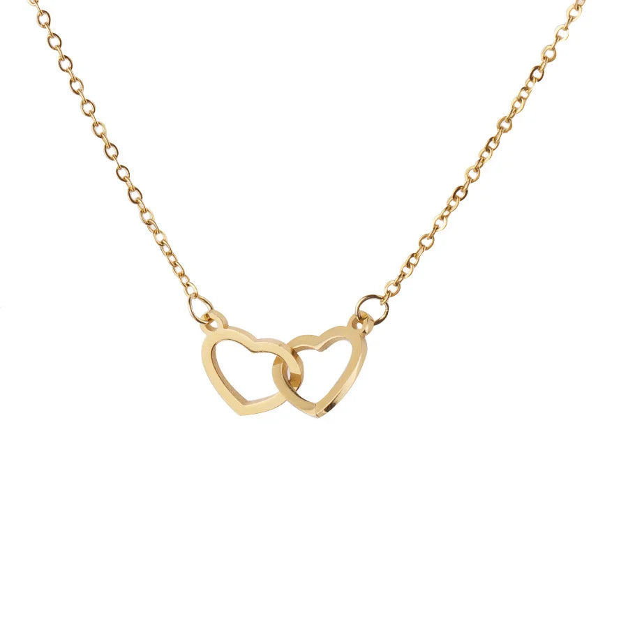 Collier cœurs entrelacés gravé